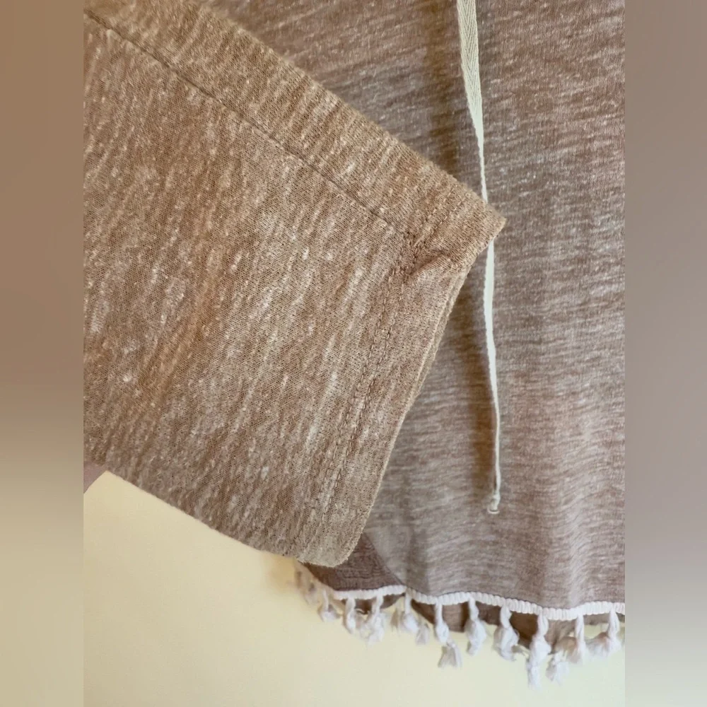 Hayden Girls Taupe Hooded Sweater with Fringe *GOOD USED CONDITION*